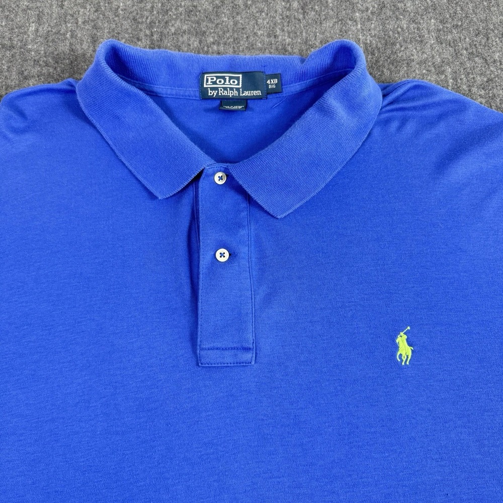 Polo Ralph Lauren Men's 4XB Big Blue Cotton Polo Shirt Short Sleeve Pony Logo